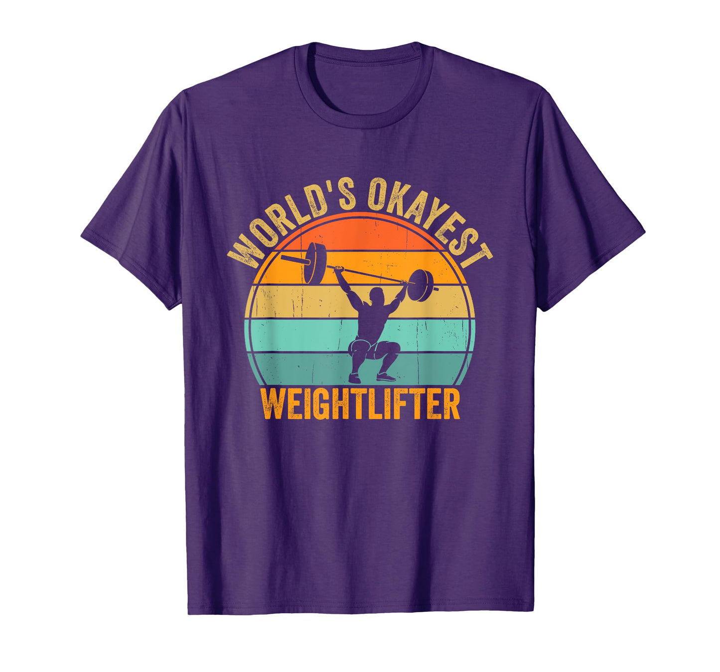 Funny World's Okayest Weightlifter Retro Gym Workout Humor T-Shirt