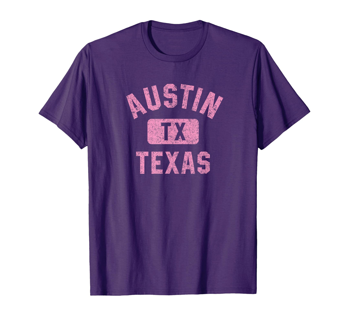 Austin Texas Gym Style Distressed Pink Print T-Shirt