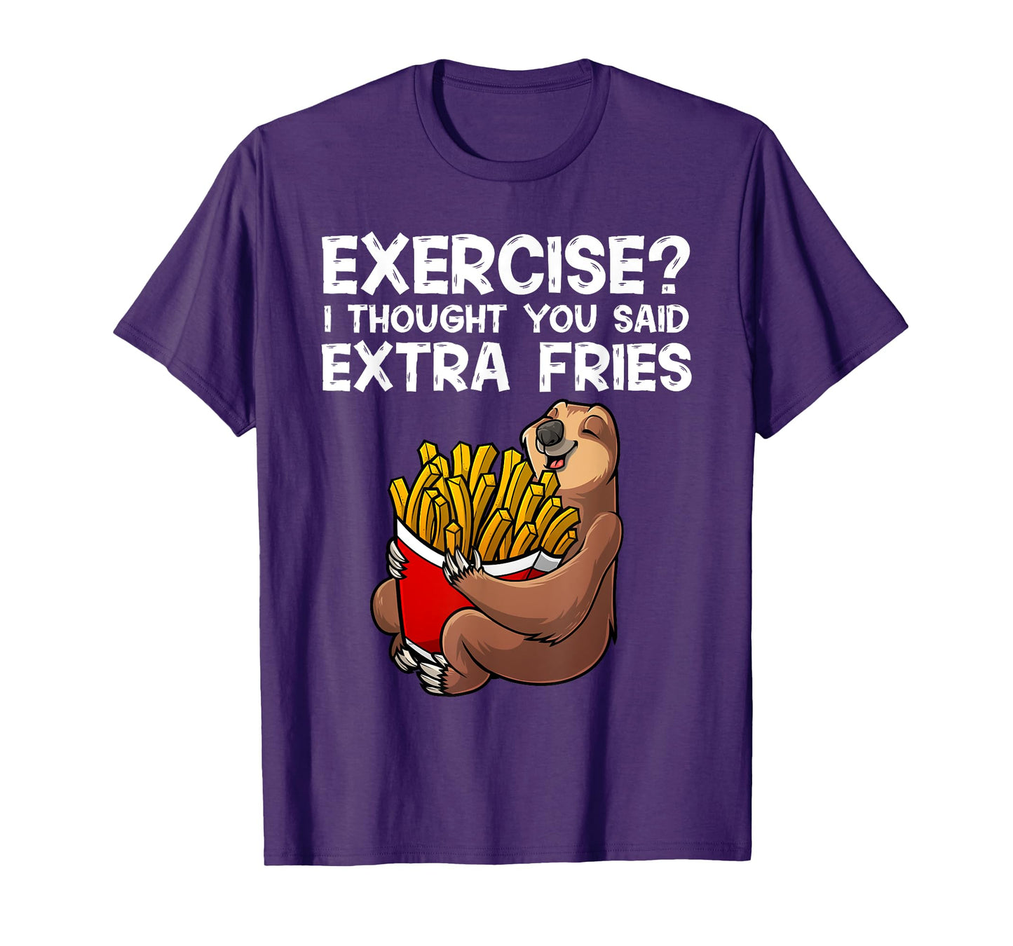 French Fries Lover Sloth For Men Women Extra Fries Potatoes T-Shirt