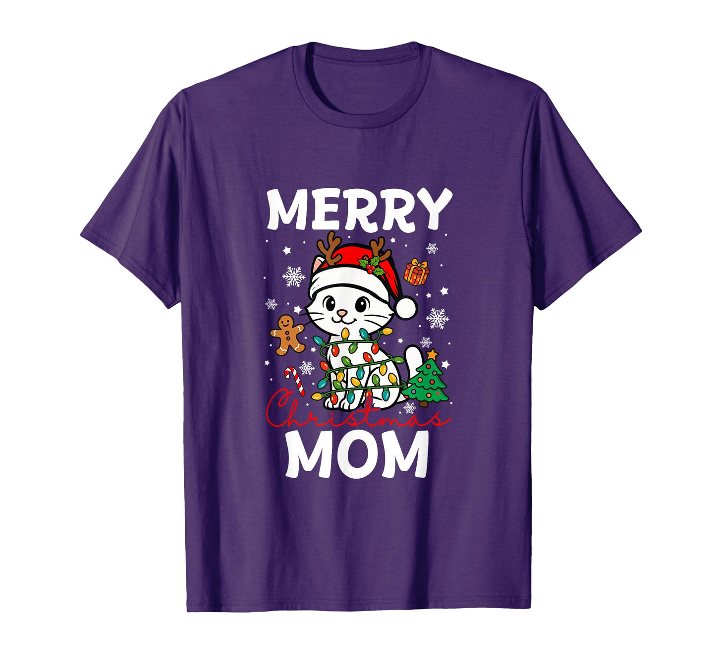Merry Christmas Mom Santa Cat Funny Owner Lover Family T-Shirt