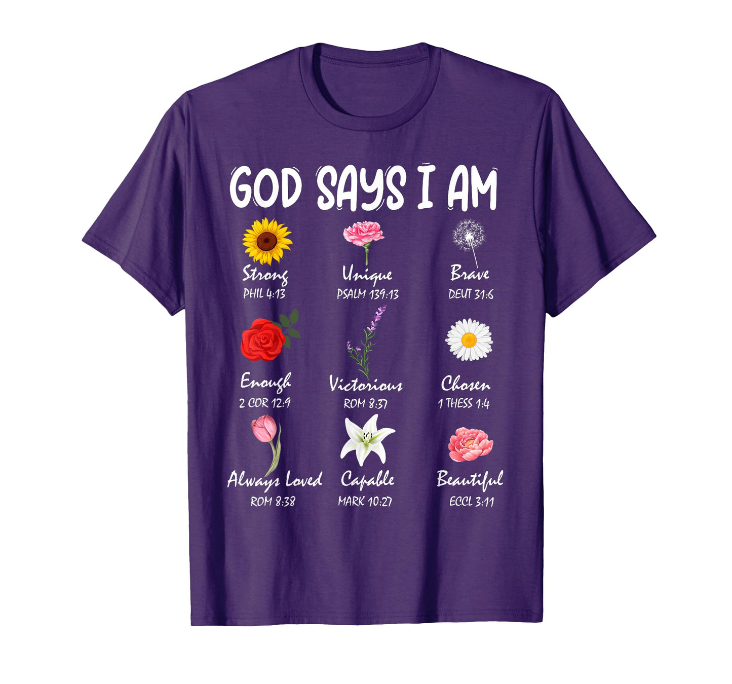 God Says I Am Cute Wild Flowers Women Girls Kids Christian T-Shirt