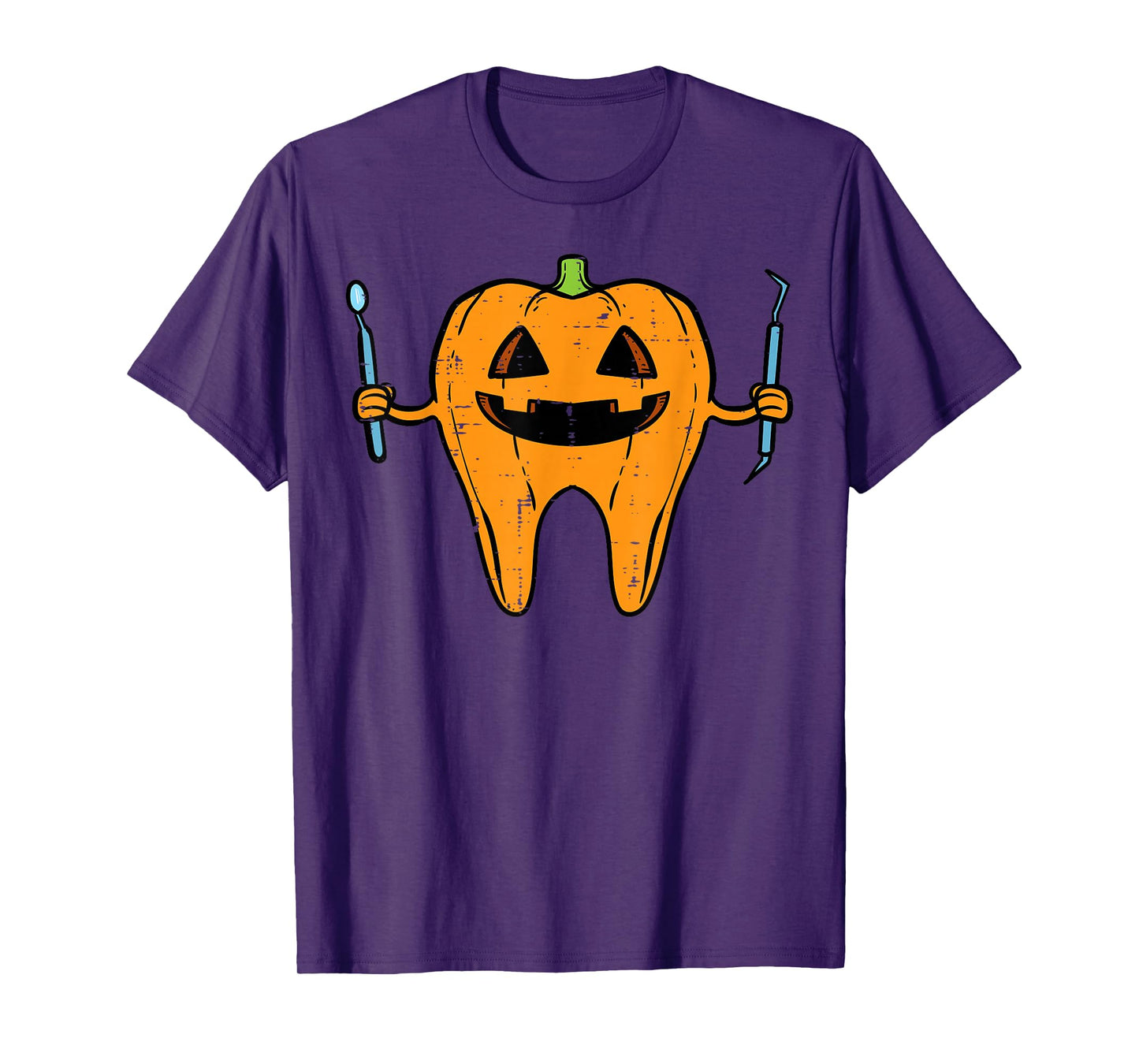 Halloween Dentist Tooth Pumpkin Dental Costume Men Women Kid T-Shirt