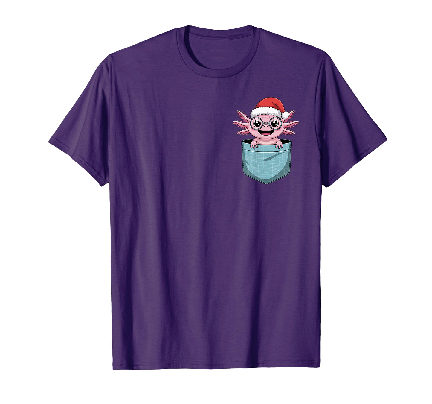 Cute Axolotl Pocket Christmas Funny Holiday Animal T-Shirt
