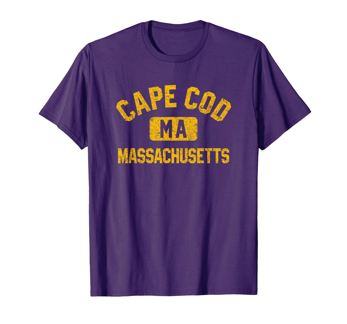 Cape Cod Massachusetts Gym Style Distressed Amber Print T-Shirt