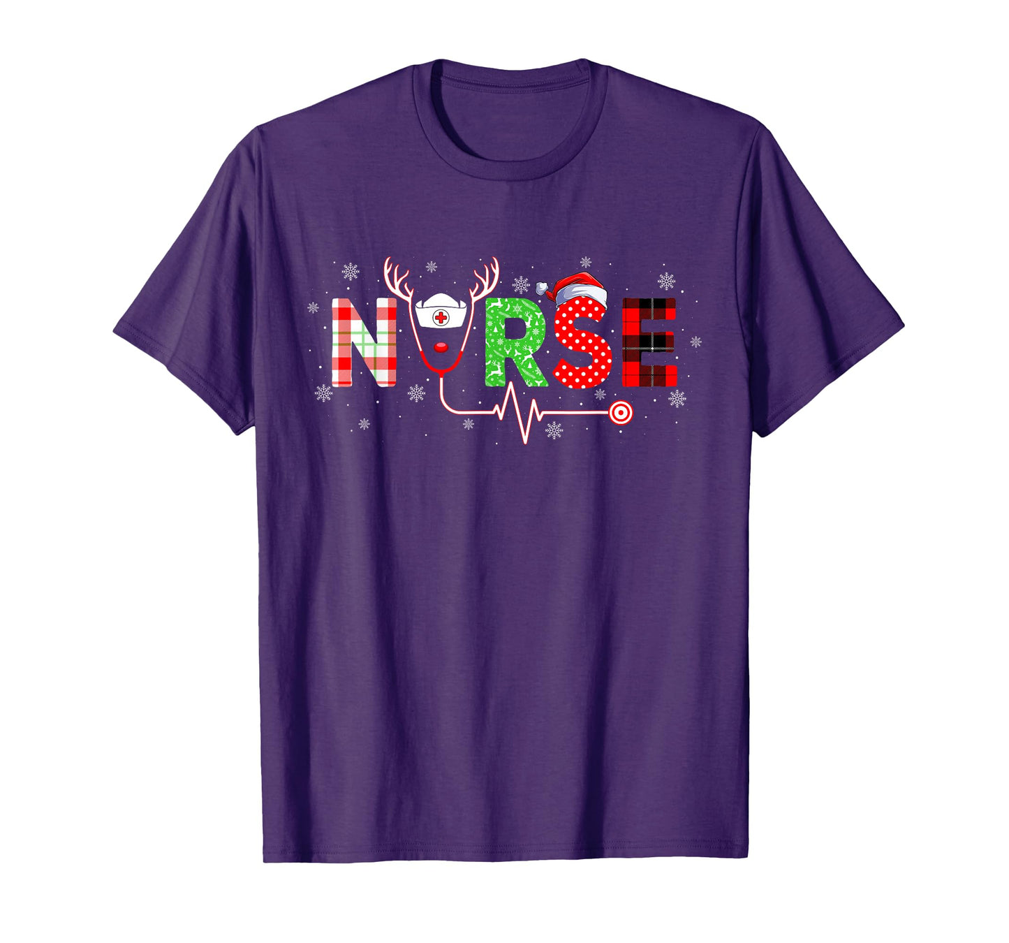 Nurse Christmas Pajama Reindeer Santa Stethoscope Nurse Xmas T-Shirt