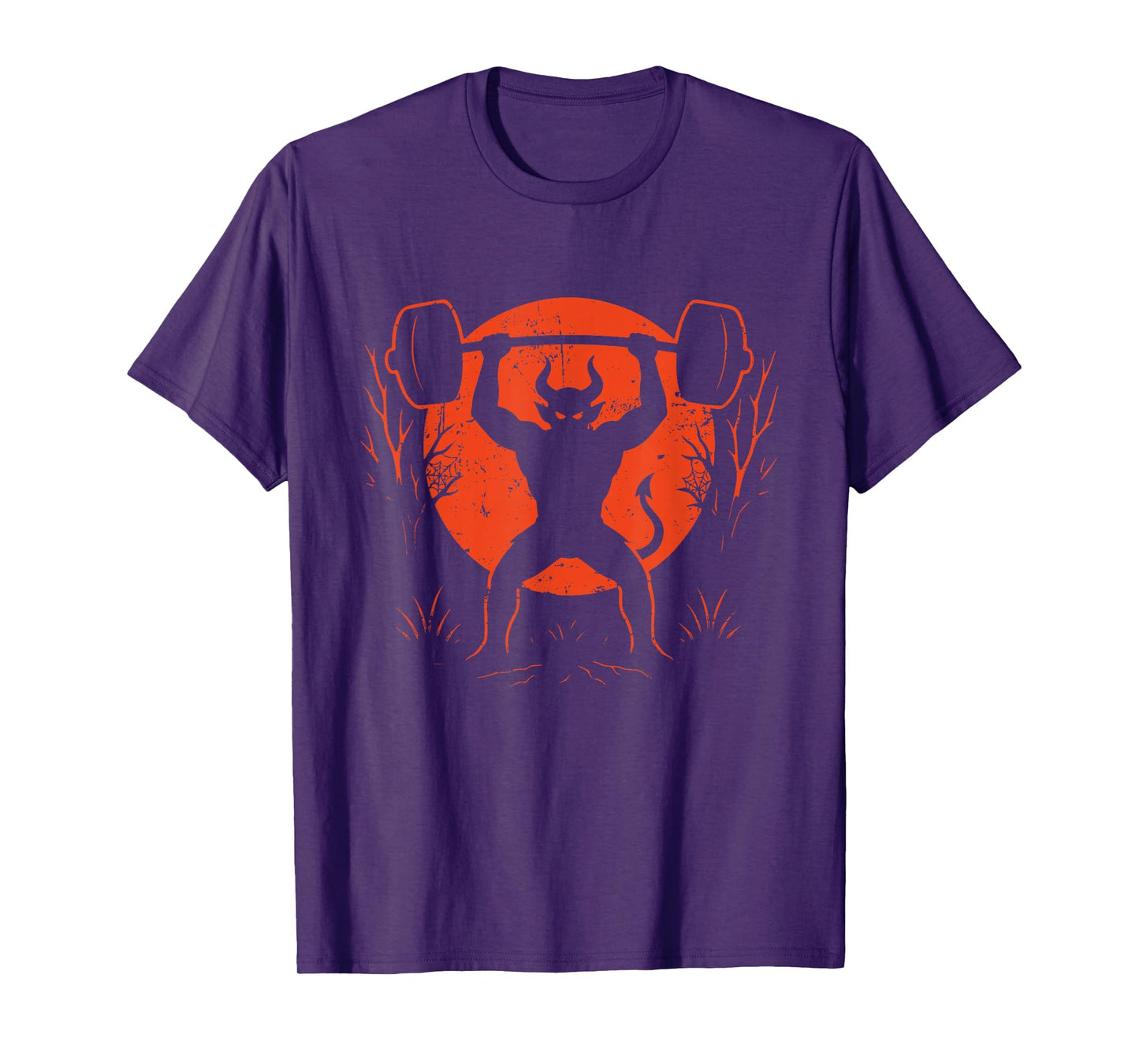 Demon Lifting Weights Halloween Moon T-Shirt