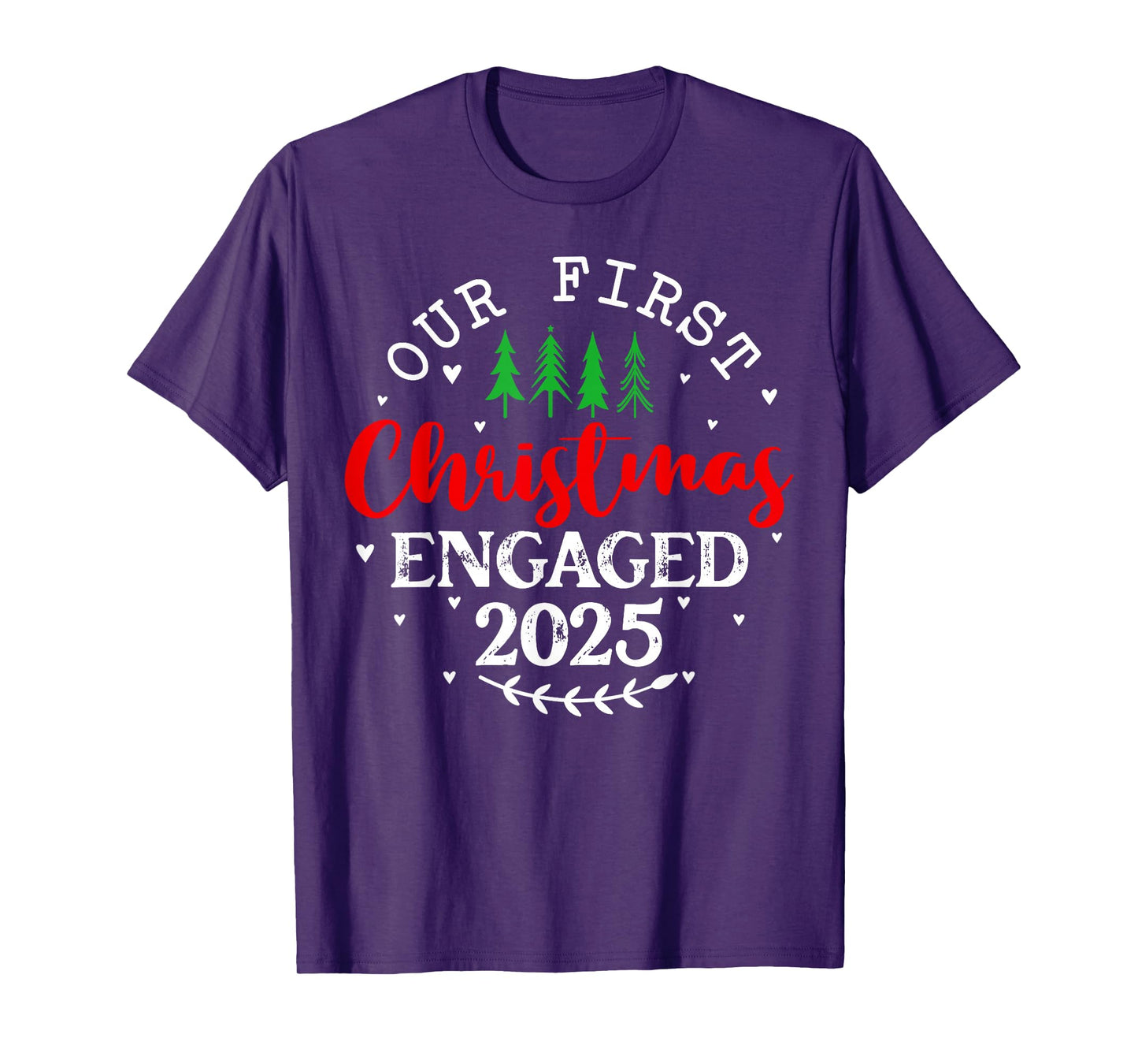 Our First Christmas Engaged 2025 Christmas Couple Matching T-Shirt