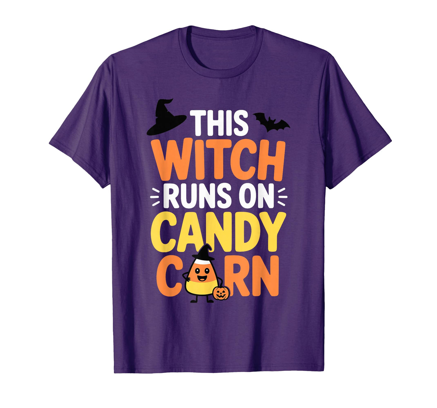 This Witch Runs On Candy Corn Funny Halloween Quote T-Shirt