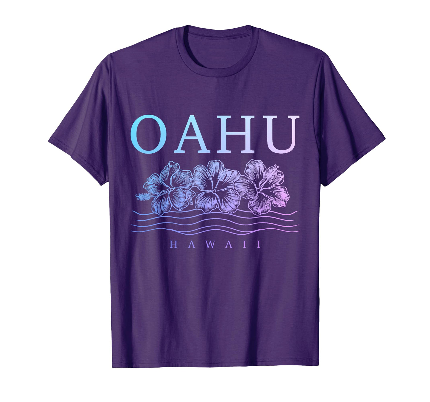 Oahu Hawaii Hawaiian Hibiscus Flowers Surfer Souvenir T-Shirt
