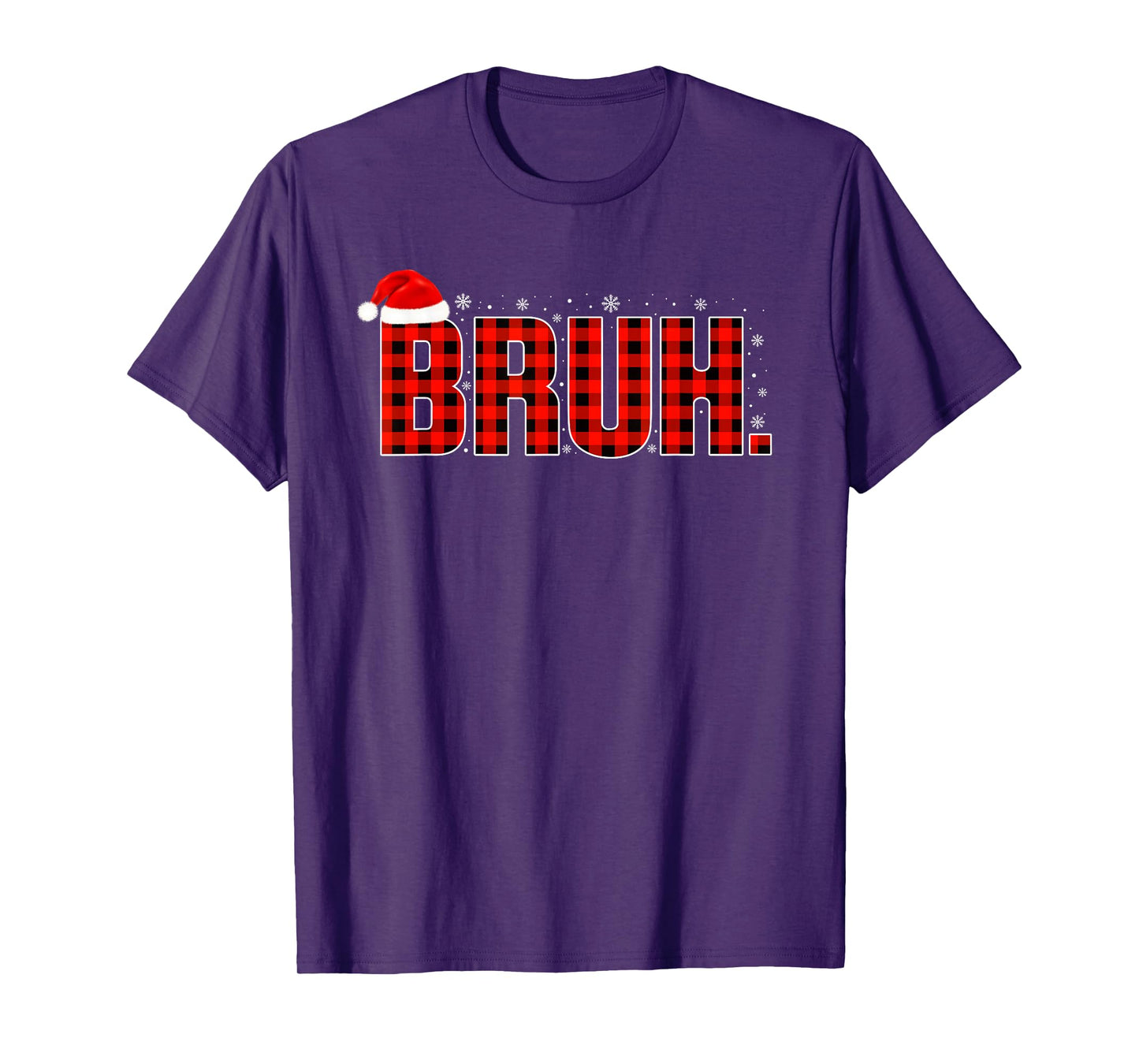 Bruh Funny Christmas Plaid Teens Boys Kids Xmas Pajamas T-Shirt