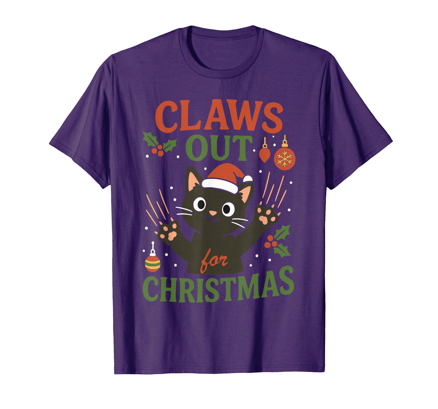 Claws Out for Christmas Santa Cat Xmas Holidays T-Shirt