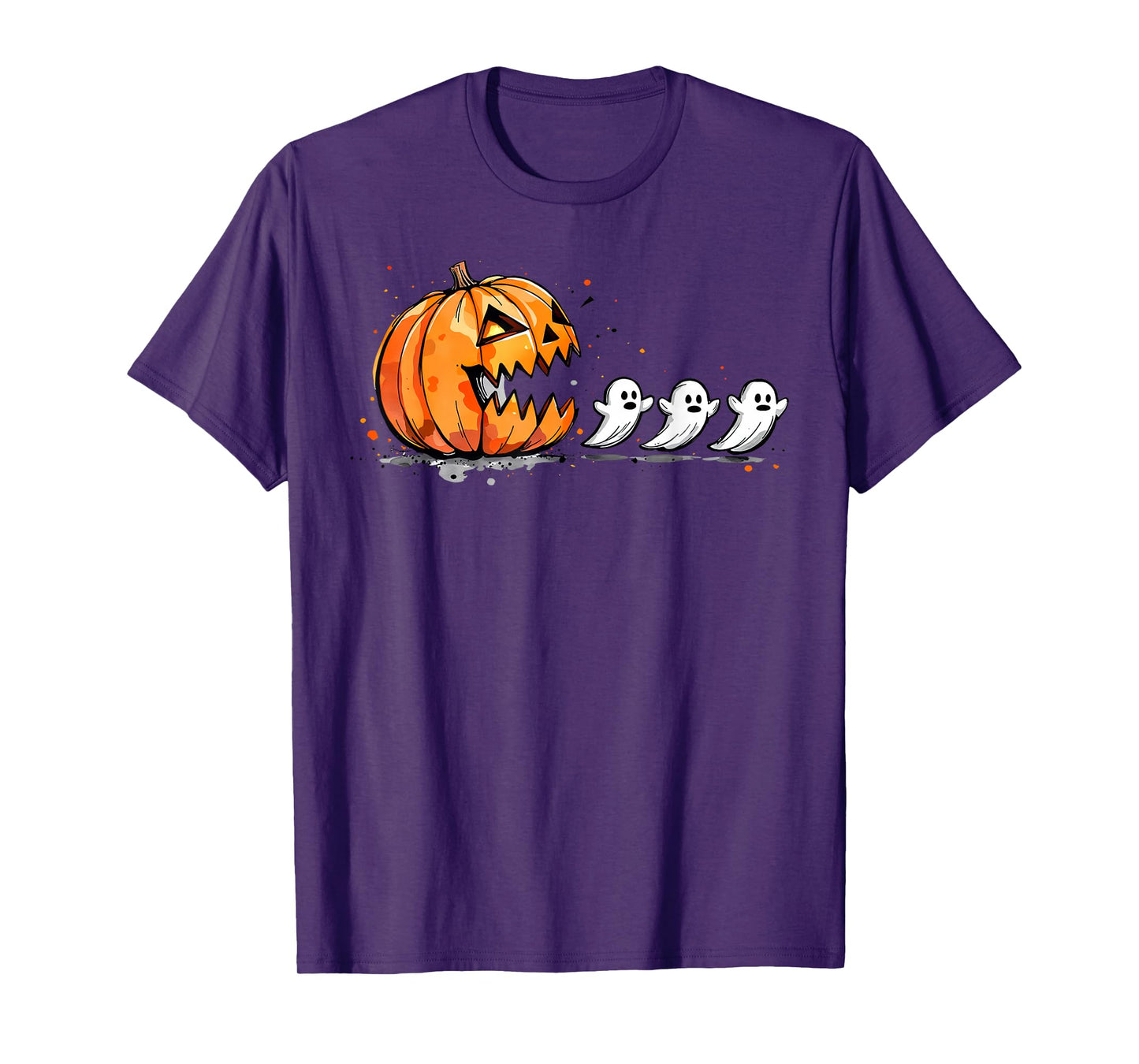 Pumpkin Chasing Ghosts Funny Spooky Halloween Costume T-Shirt
