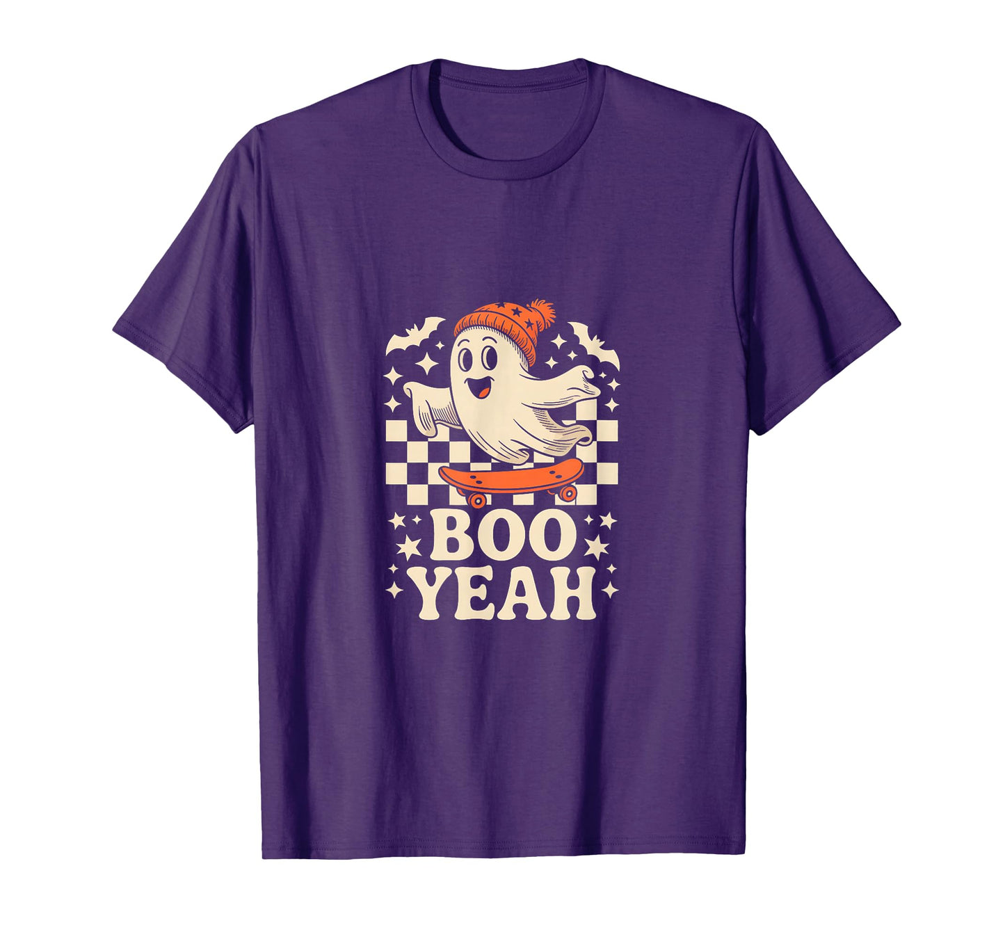 Boo Yeah Halloween Ghost Boys Retro Skateboard Toddler Kids T-Shirt