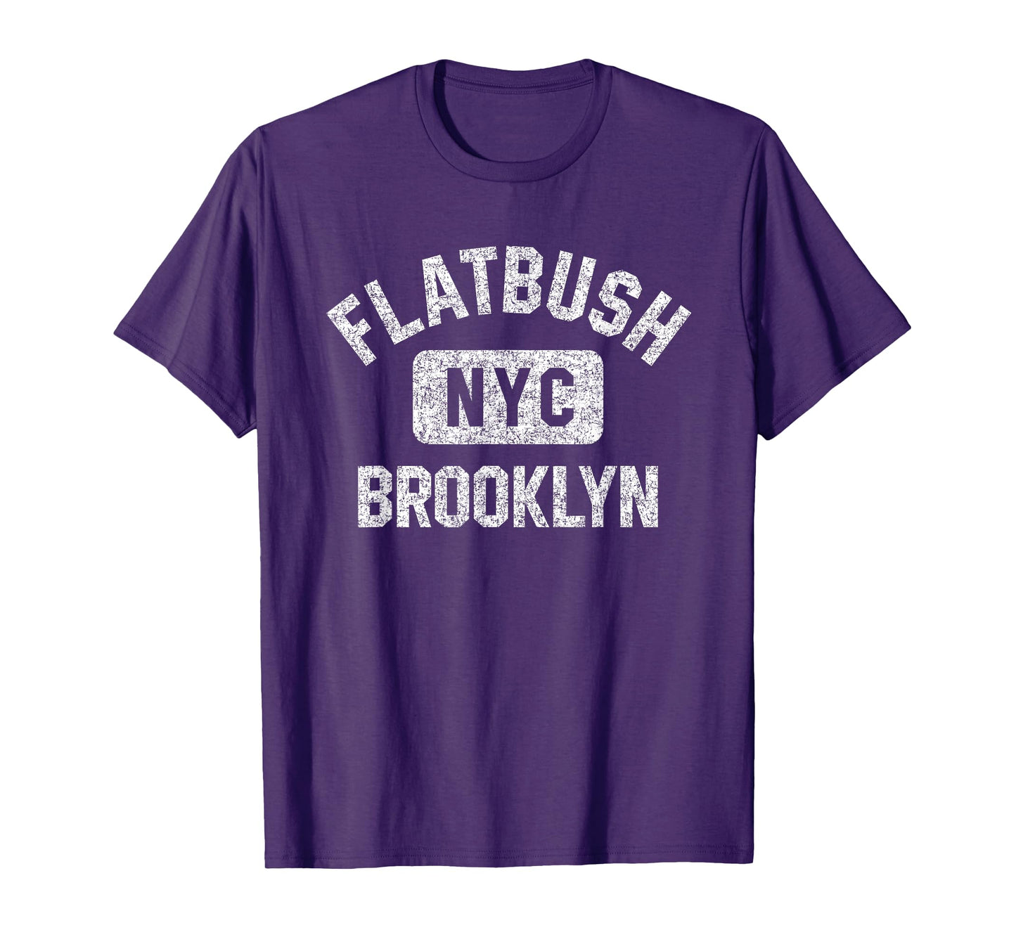Flatbush Brooklyn NYC Gym Style Distressed White Print T-Shirt