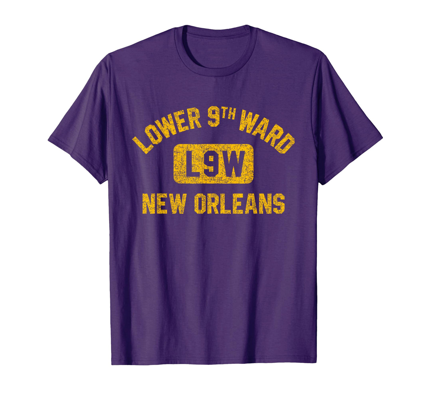 Lower 9th Ward New Orleans Gym Style Distressed Amber Print T-Shirt