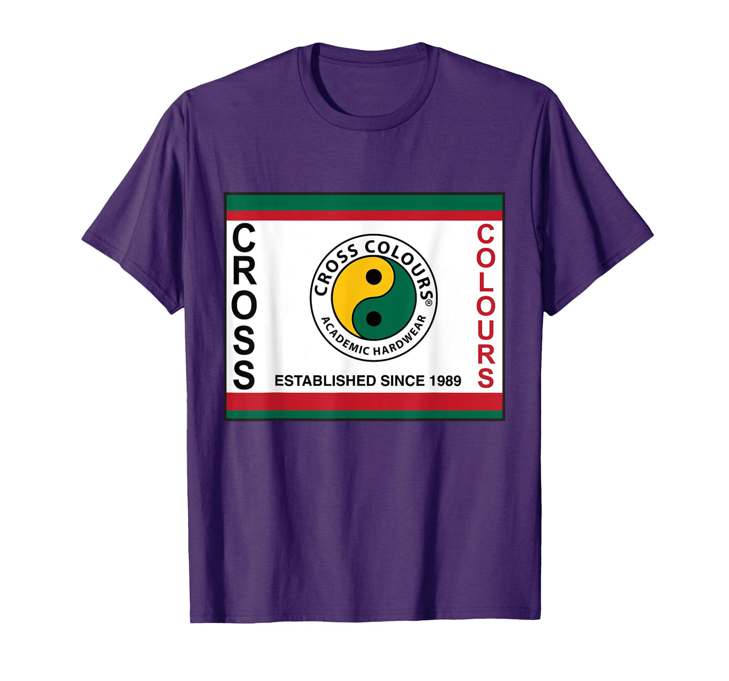 CROSS COLOURS Yin Yang Label Logo Retro Graphic 1990's Urban Vintage Unisex Adult T-Shirt