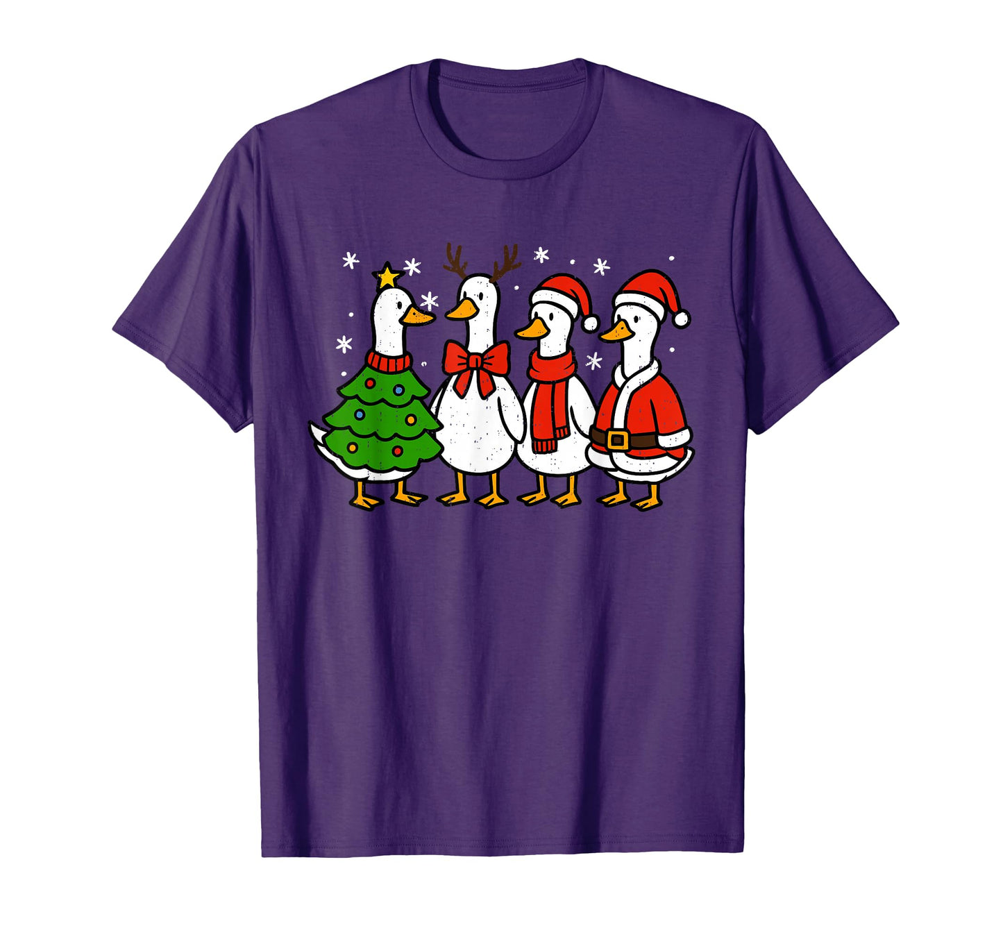 Funny Christmas Santa Goose Silly Merry Goosemas Xmas Lights T-Shirt