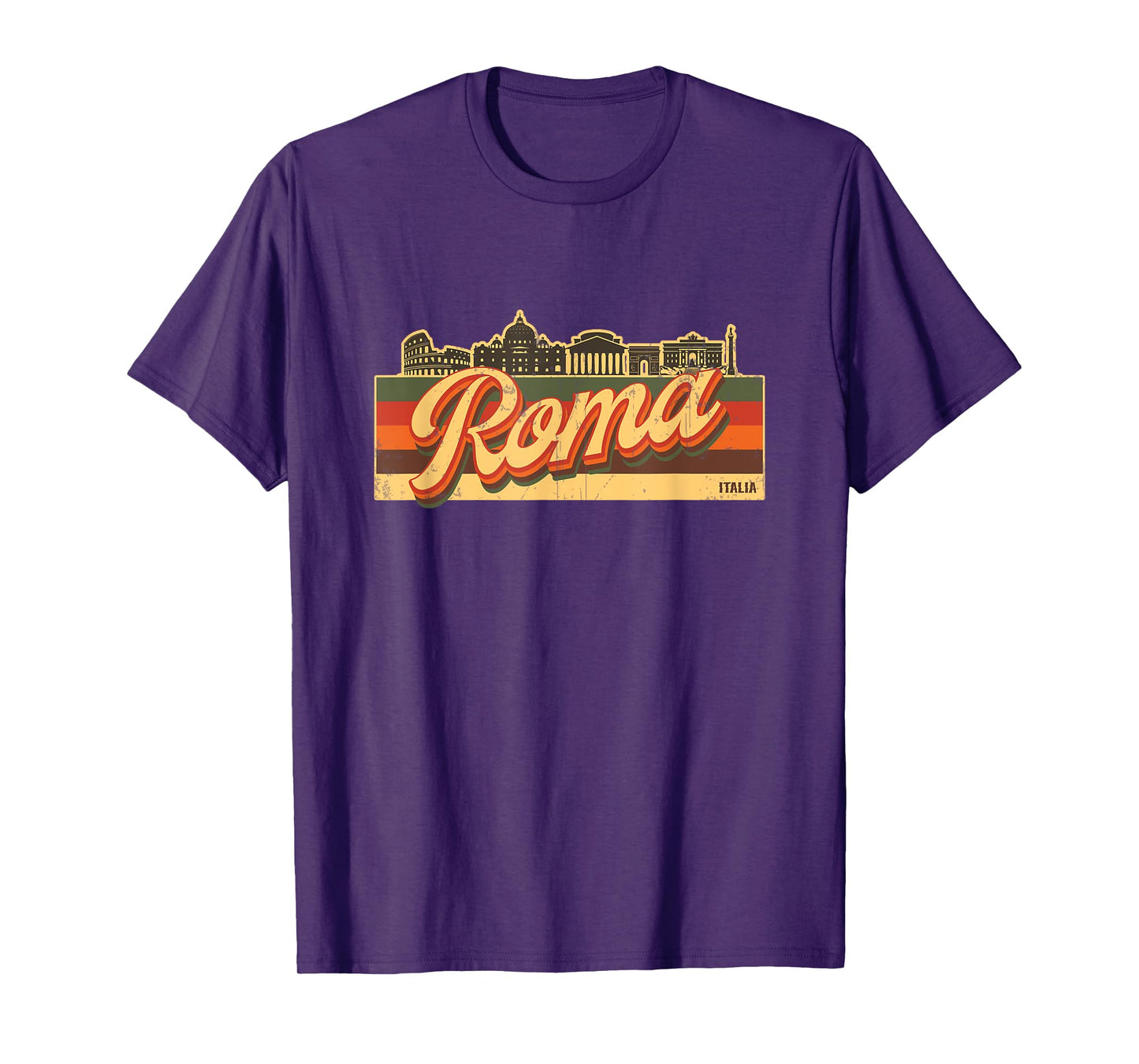 Roma Skyline & Italia Retro Stripes – Rome Italy Souvenir T-Shirt