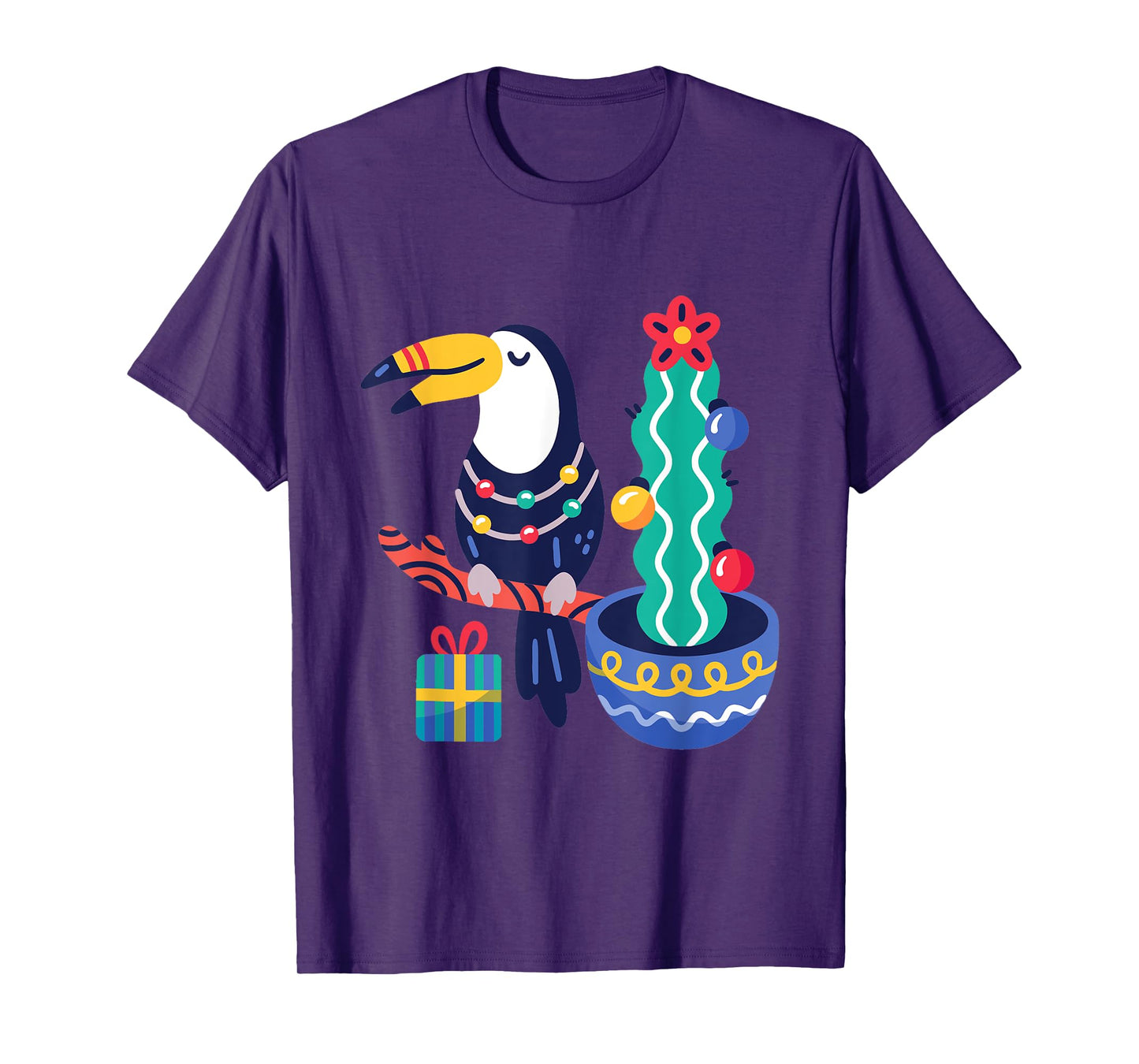 Ugly Christmas Toucan Bird Tropical Merry Xmas Cactus Cute T-Shirt