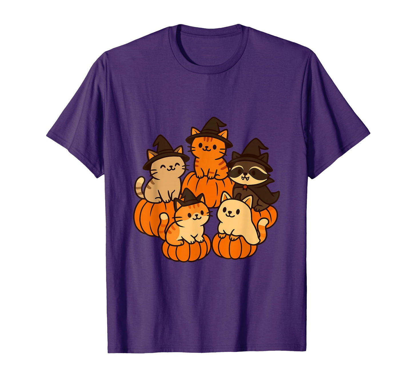 Halloween Cats and Raccoon - Witch Animals T-Shirt