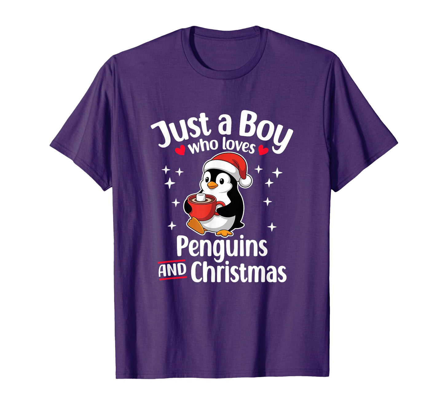 Just a Boy Who Loves Penguins Cocoa Xmas T-Shirt