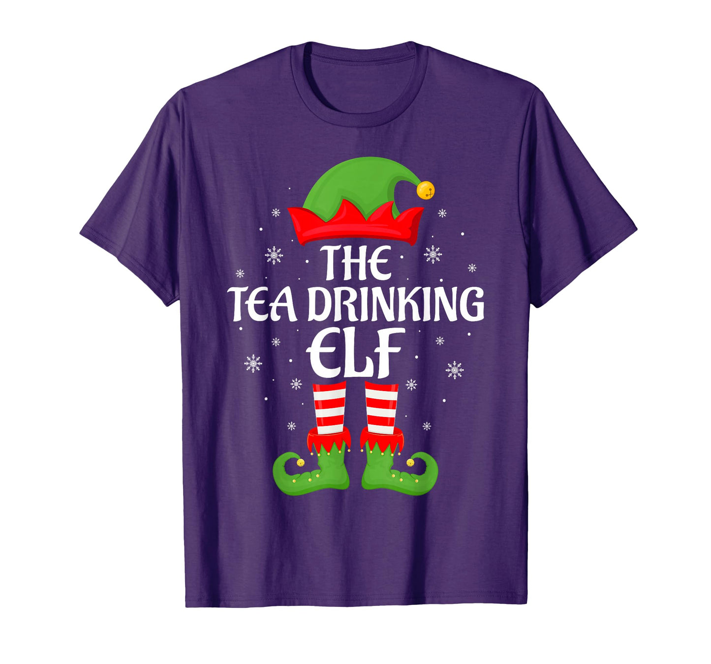Tea Drinking Elf Xmas Family Matching Elf Squad Christmas T-Shirt