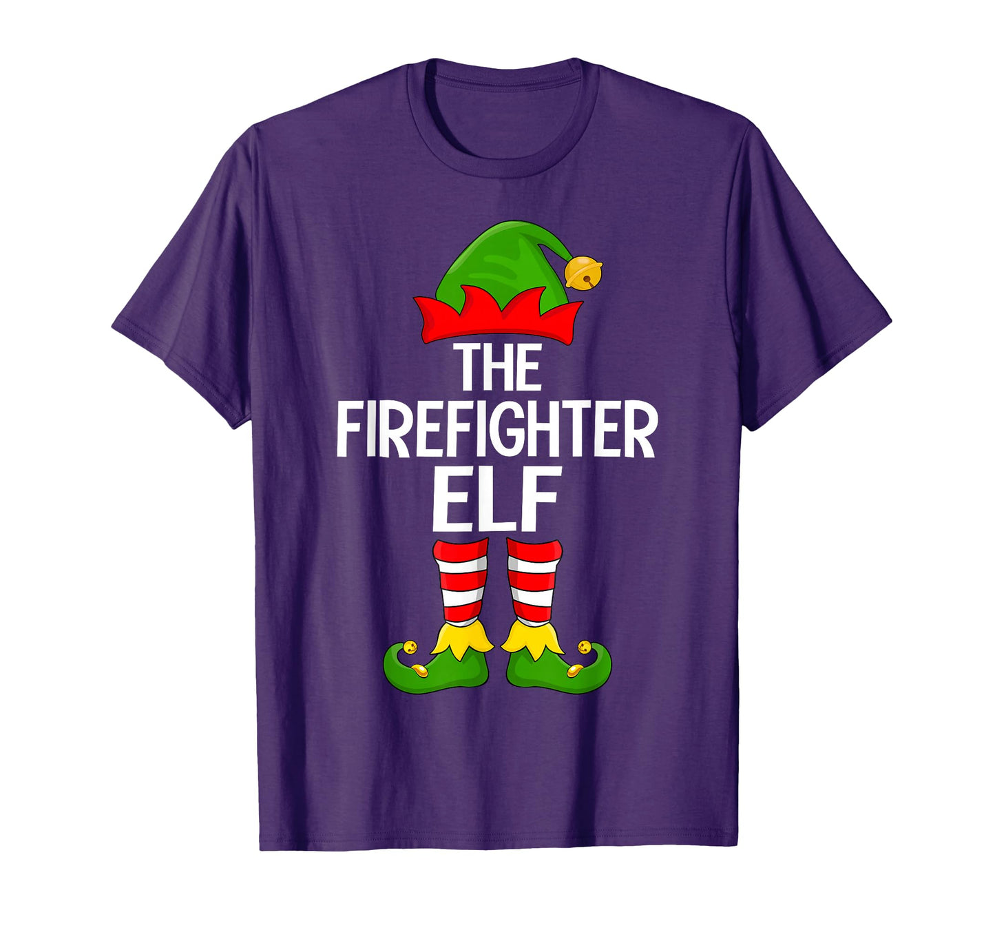 Firefighter Elf Xmas Matching Family Elf Squad Christmas T-Shirt