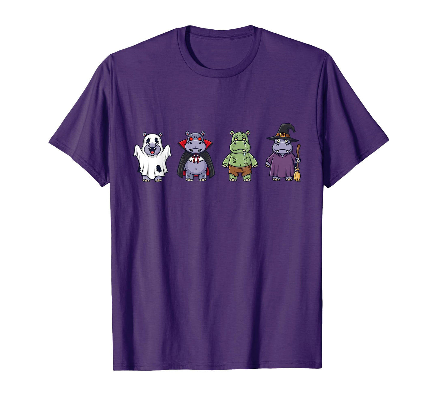Funny Hippo Ghost Witch Zombie Halloween Costume Boys Girls T-Shirt