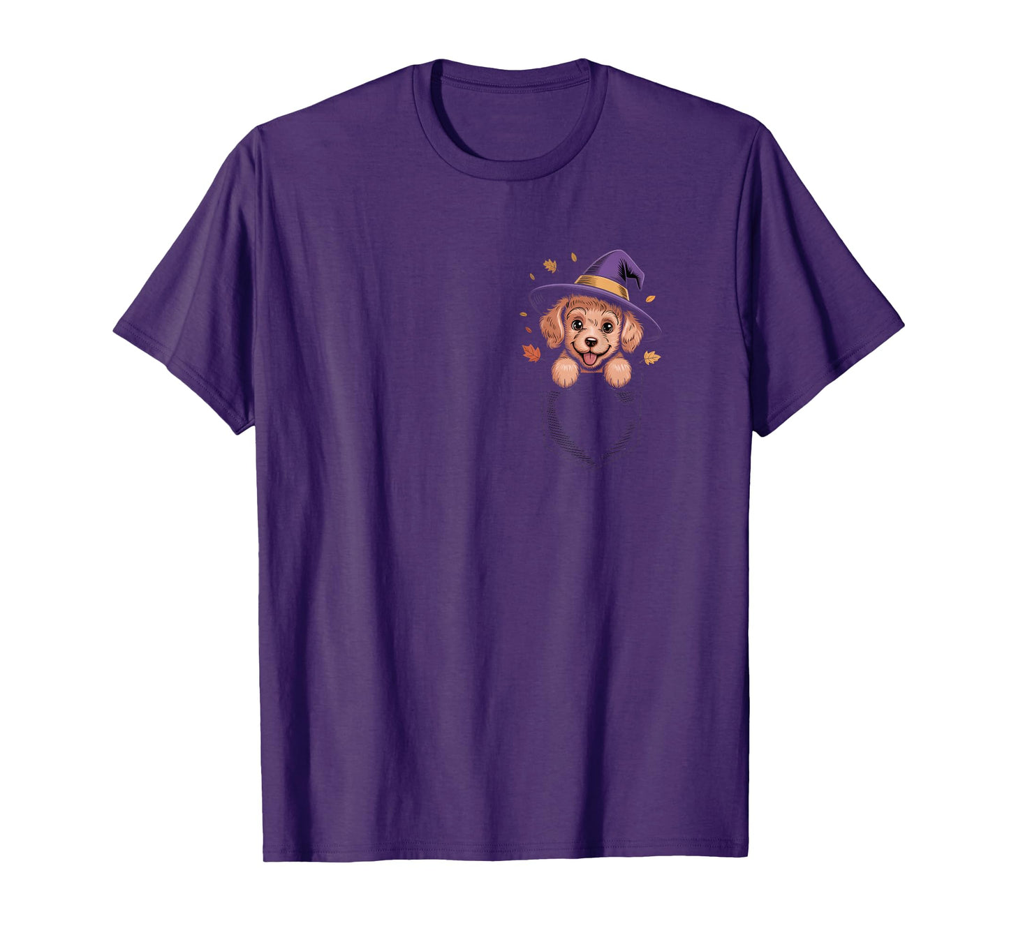 Pocket Goldendoodle Dog Witch Hat Cute Halloween T-Shirt