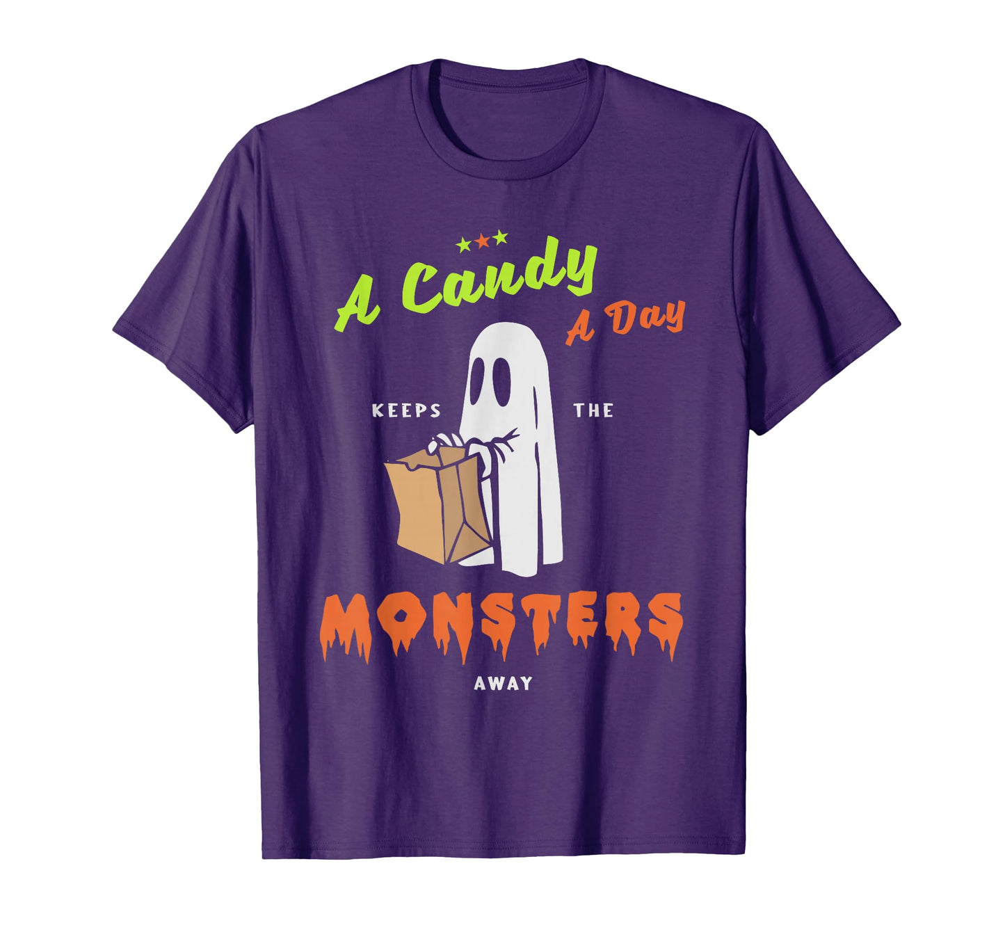 A Candy a Day Keep The Monsters Away Halloween Design T-Shirt