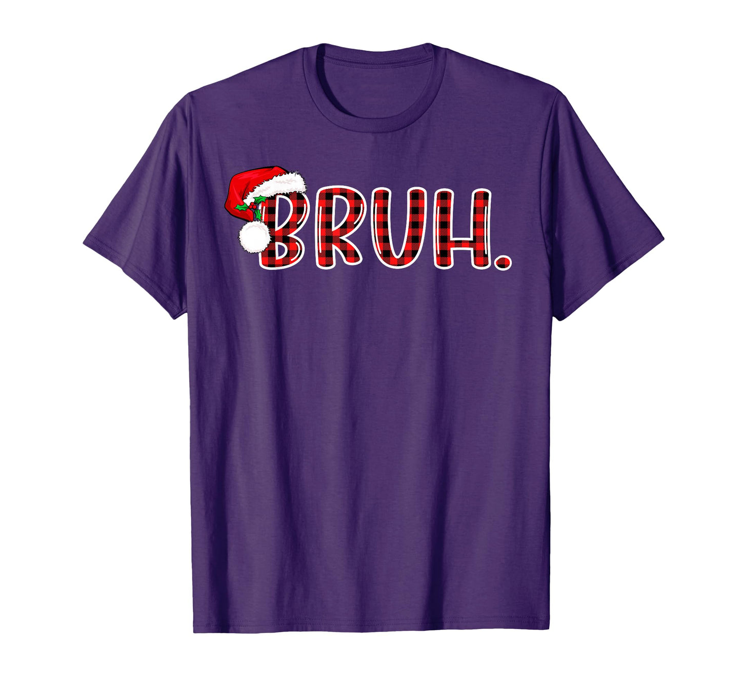 Bruh Funny Christmas Plaid Teens Boys Kids Xmas Pajamas T-Shirt