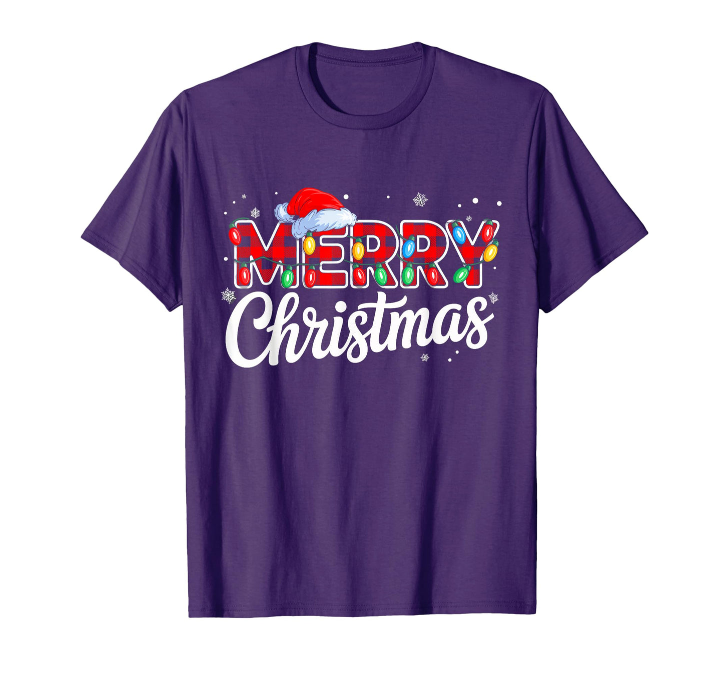 Merry Christmas Buffalo Plaid Red Santa Family Xmas Pajamas T-Shirt