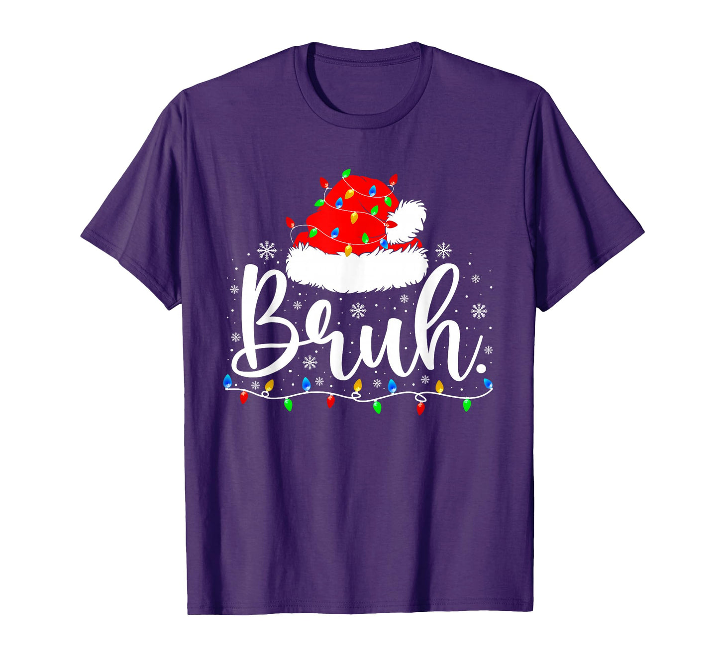 Bruh Funny Christmas Santa Hat Teens Kids Xmas Pajamas T-Shirt