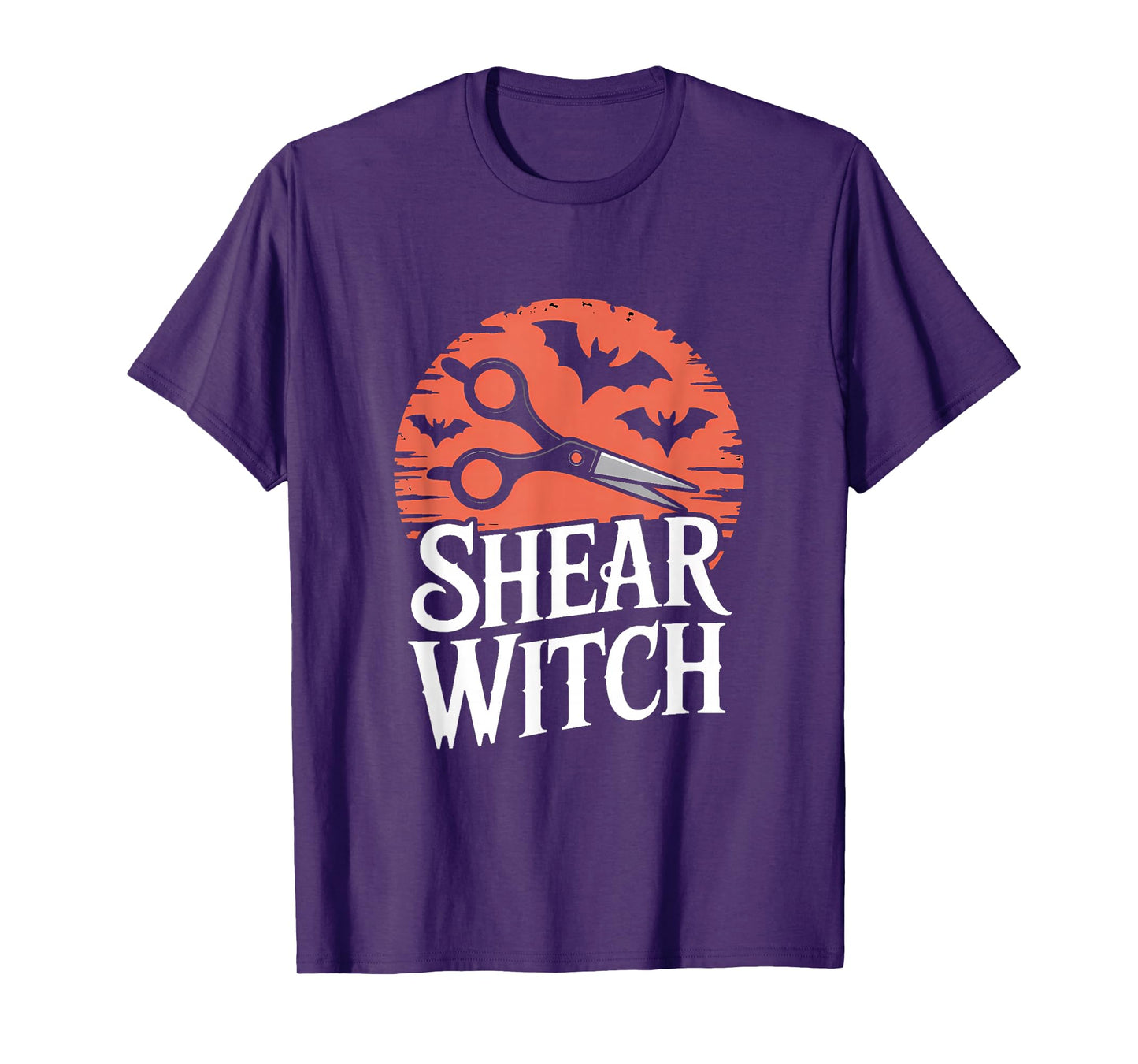 Shear Witch Hairdresser Retro Bats Circle T-Shirt