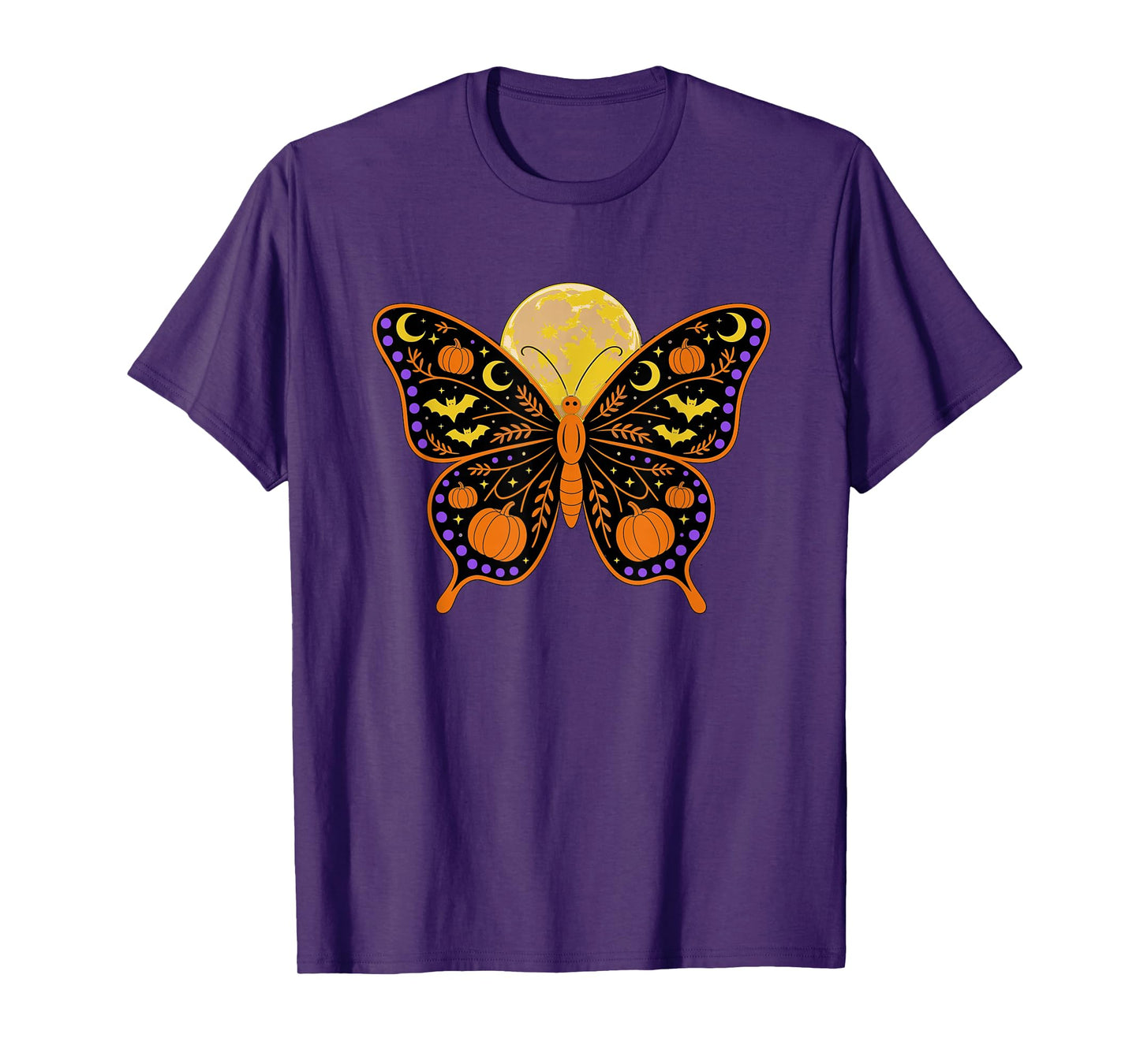 Halloween Vibes Mystical Moon and Butterfly Boho T-Shirt