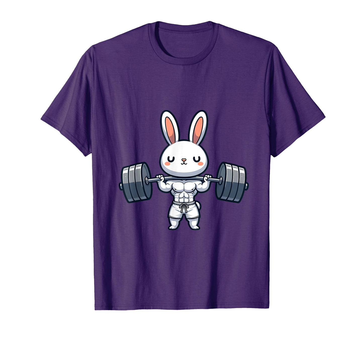 Cute Kawaii Muscular Rabbit Weightlifting Funny T-Shirt