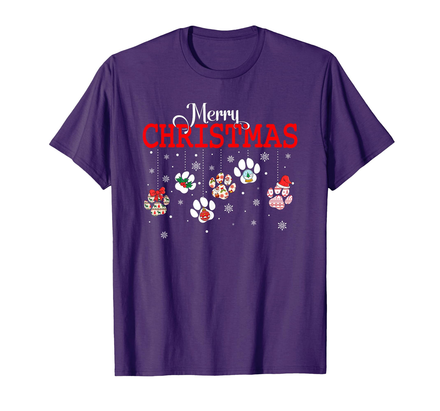 Dog Paw Merry Christmas Pajamas Puppy Dog Lover Christmas T-Shirt