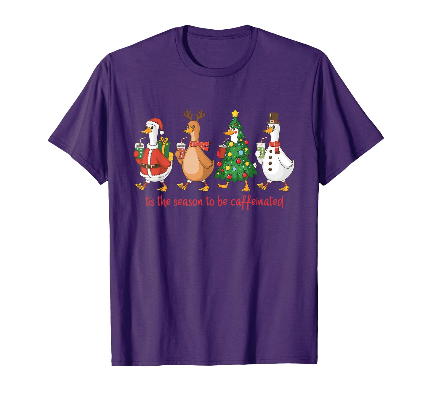 Christmas Goose Coffee Tis The Season to Be Caffeinated T-Shirt