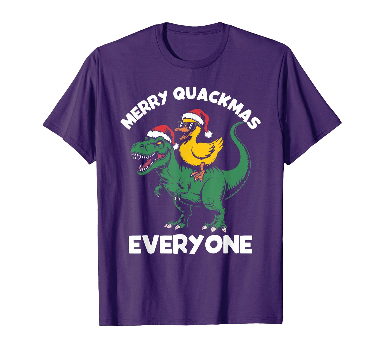 Merry quackmas Everyone, Christmas Duck Riding Dinosaur T-Shirt