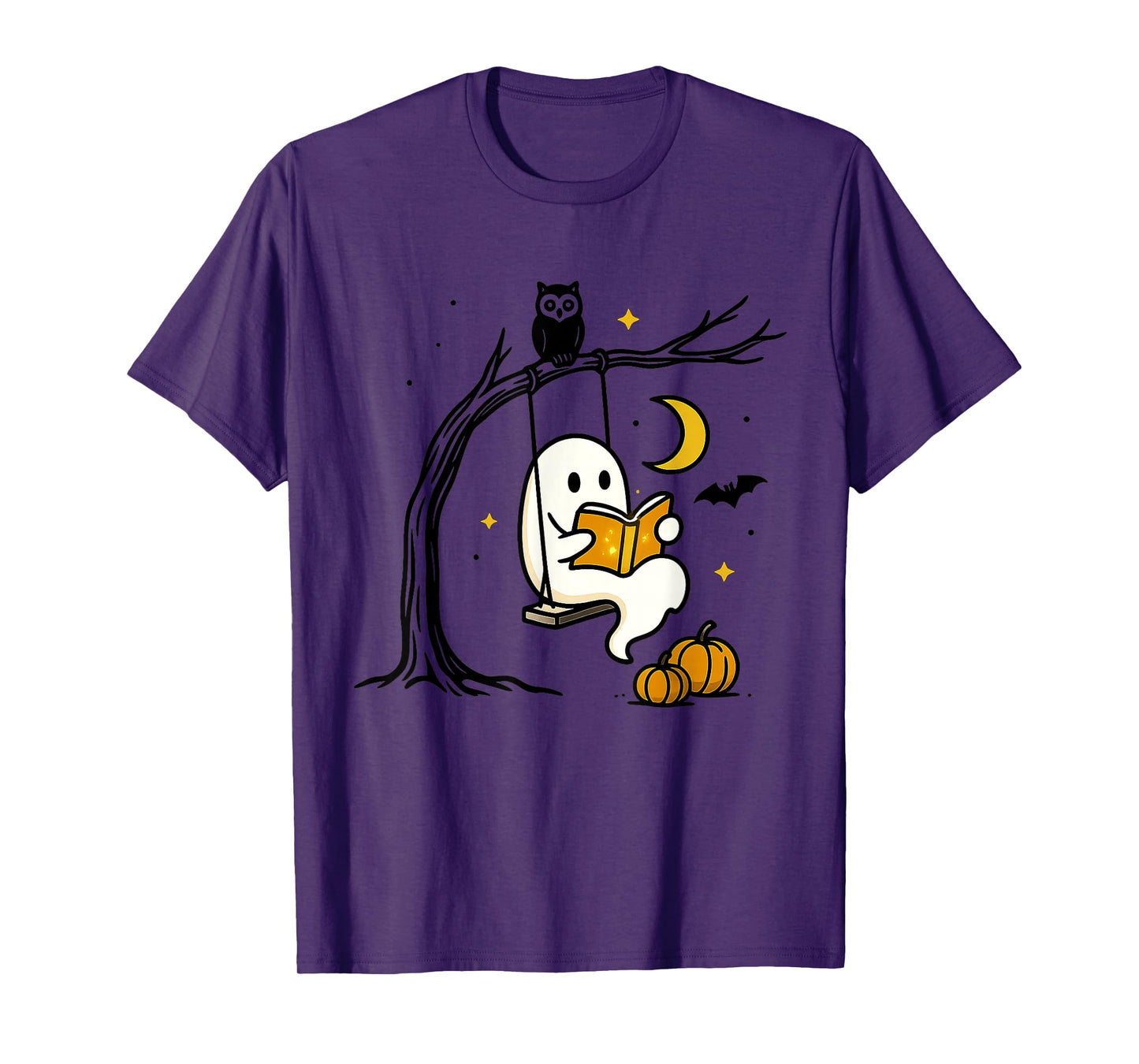 Halloween Ghost Swing Reading Vintage Costume Women Kids Men T-Shirt