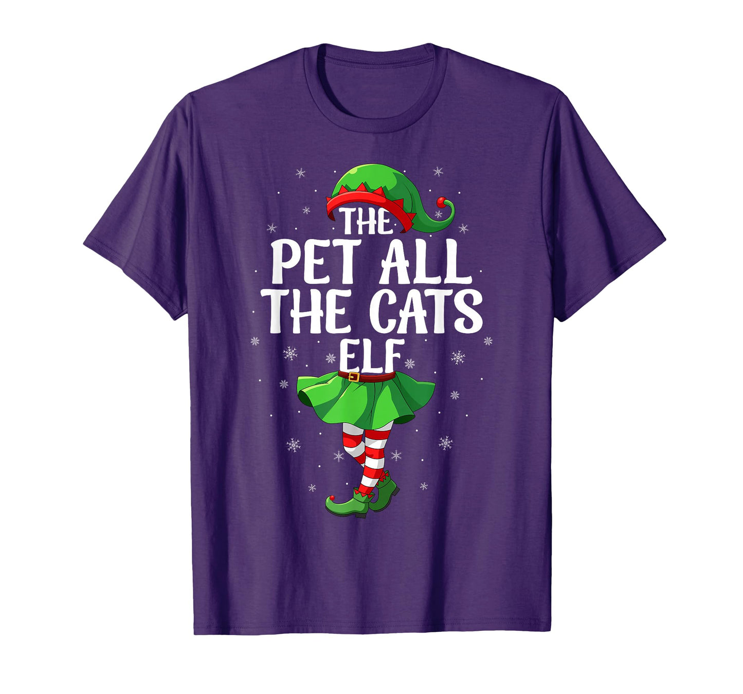 Pet All The Cats Elf Christmas Girls Women Elf Squad Family T-Shirt