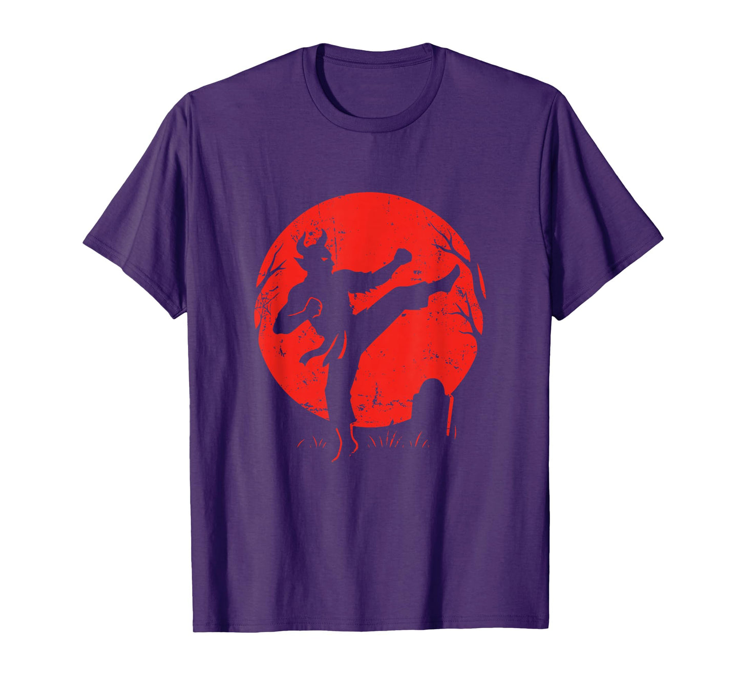 Demon Karate Kick Under Moon T-Shirt