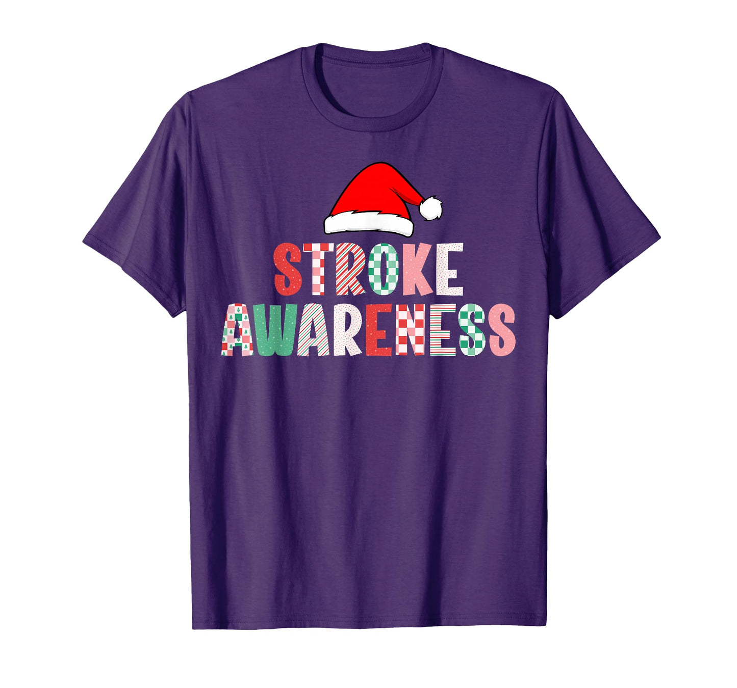 Stroke Awareness Santa Hat Stroke Survivor Christmas T-Shirt