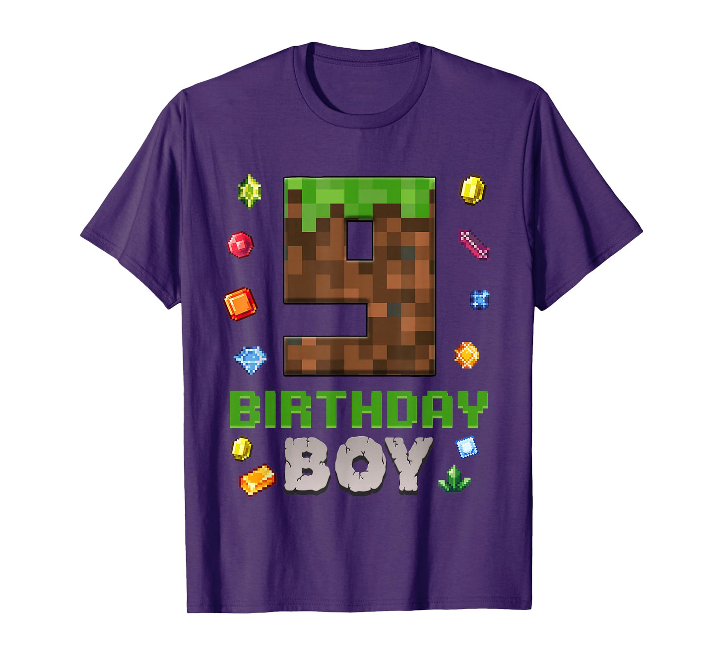 9th Birthday 9 Years Old Video Gamer Pixel Birthday Boys T-Shirt