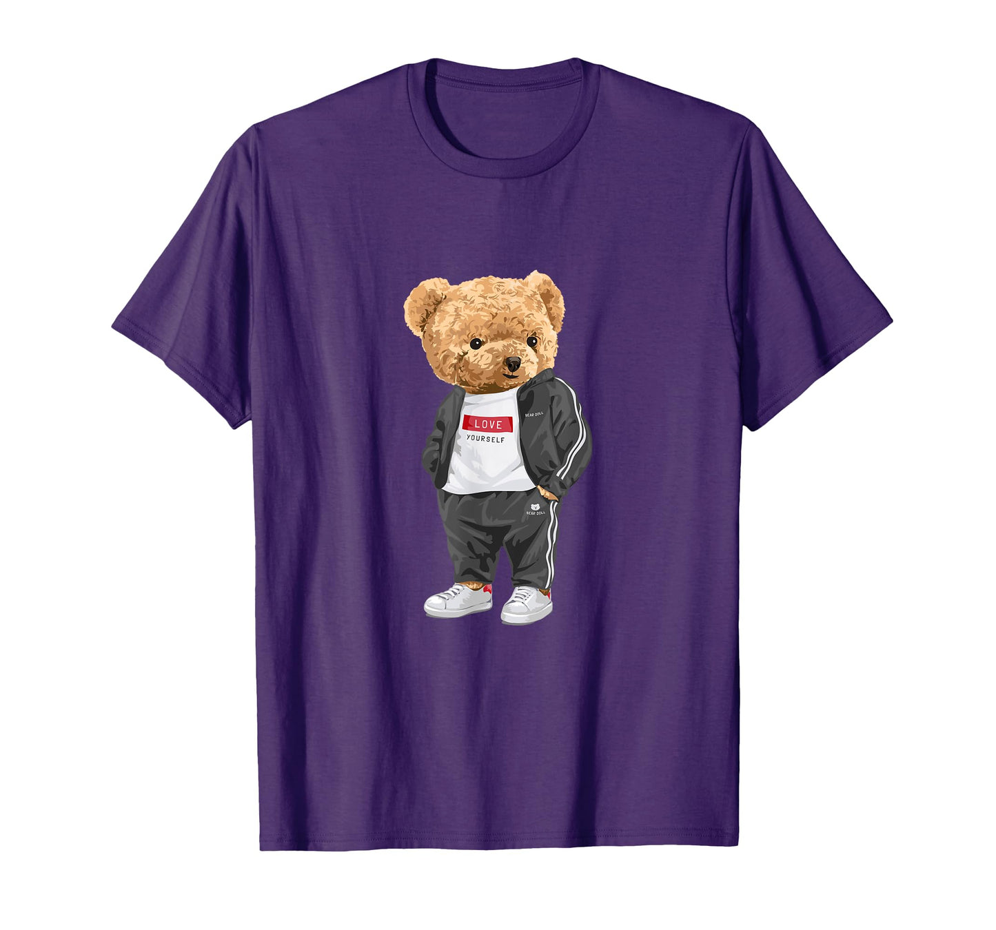 Love Yourself, Enjoy Wear Cool Illustration Teddy Bear Style T-Shirt