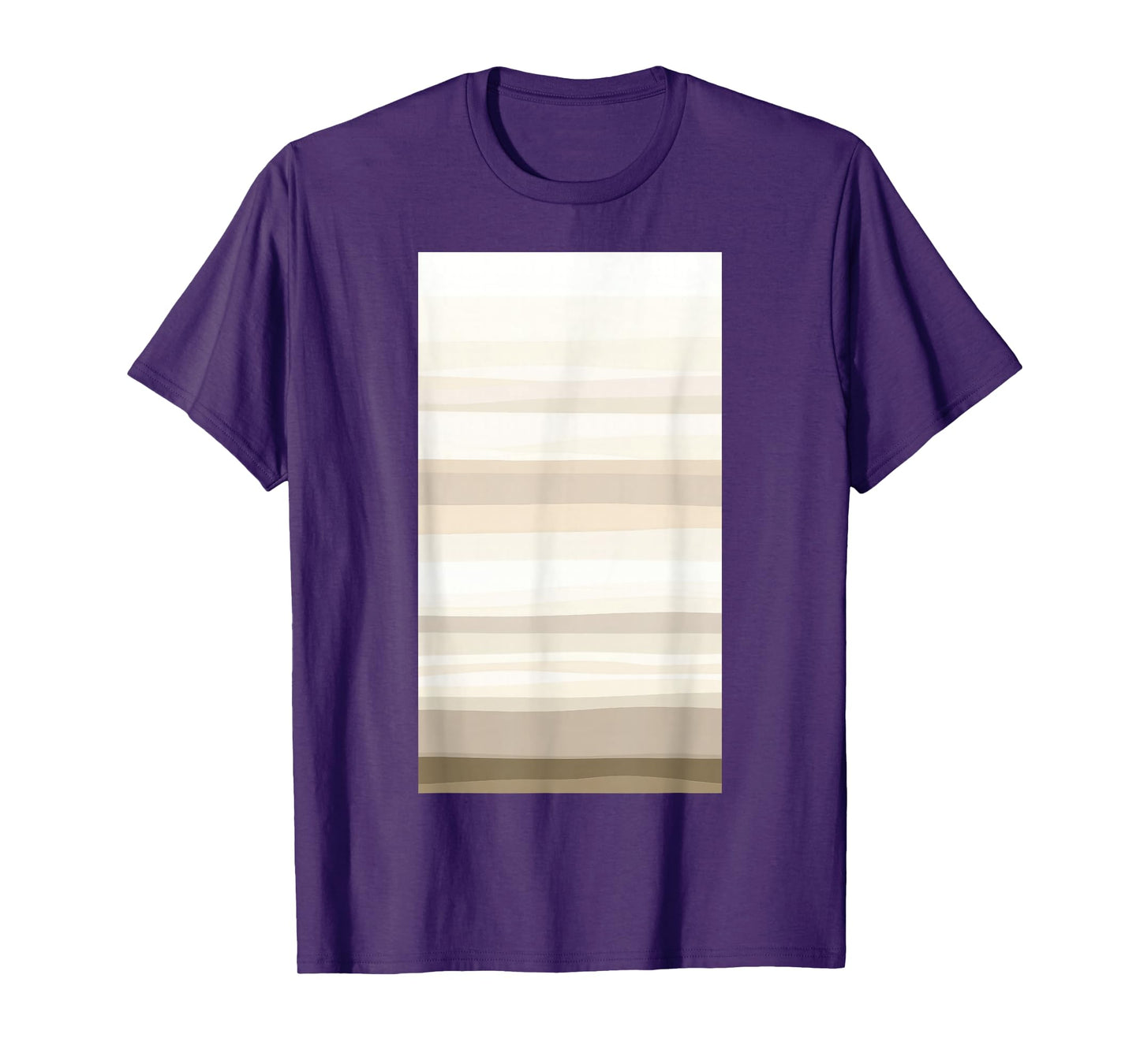 Beige Tan Horizontal Stripes Pattern Minimalist T-Shirt