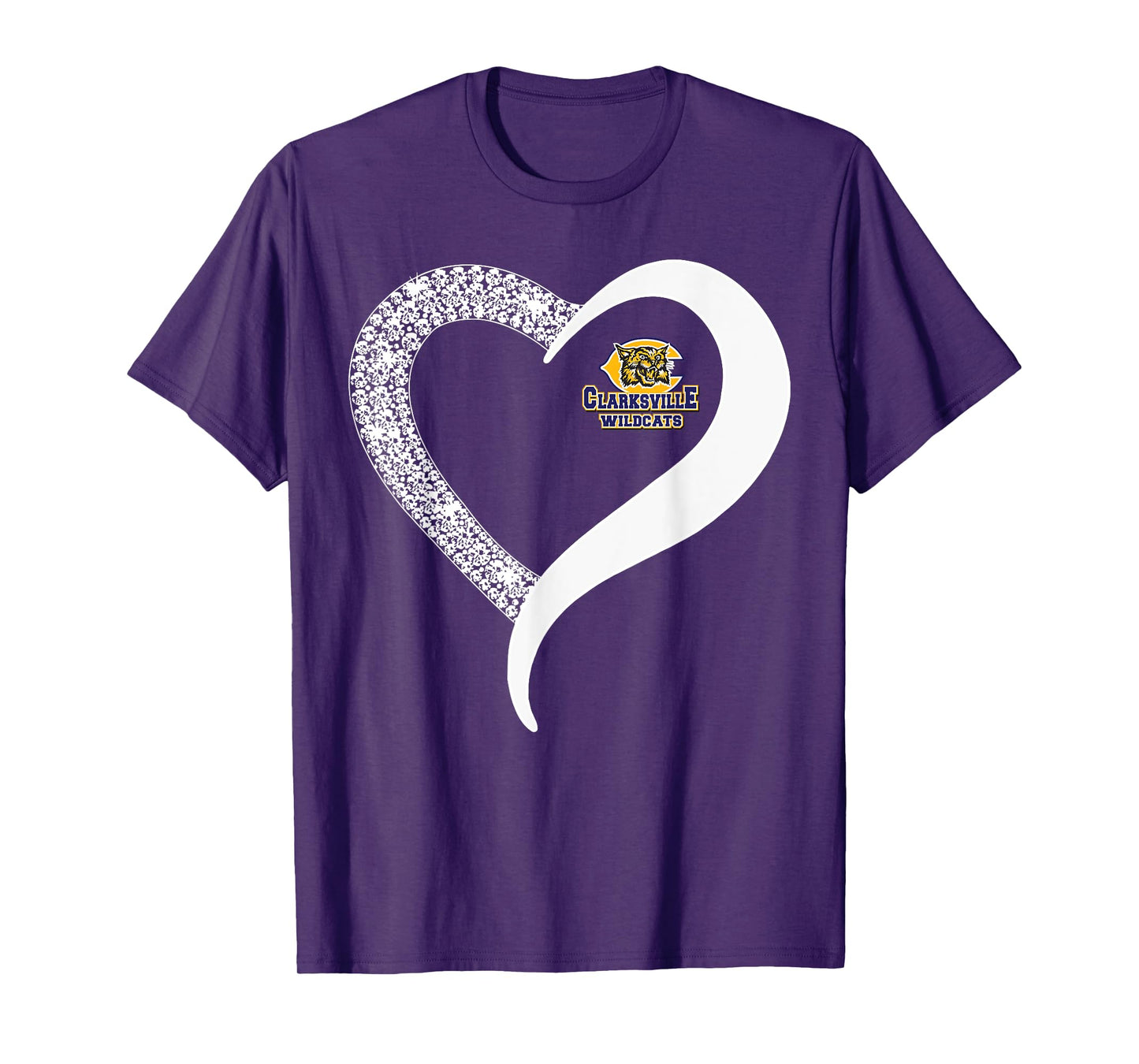 Clarksville Wildcats Logo Diamond Heart HS T-Shirt