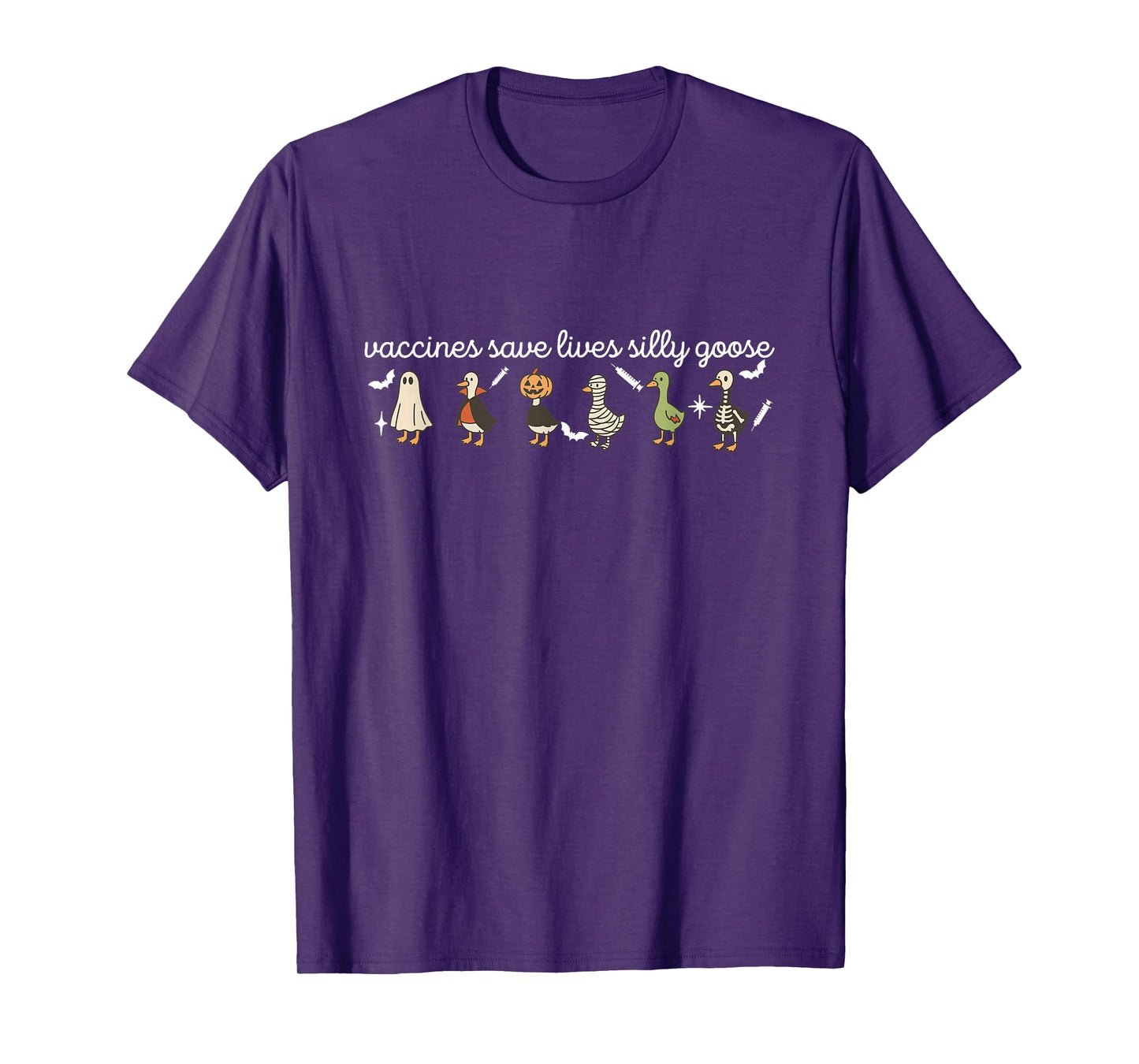 Vaccines Save Lives Silly Goose Halloween Goose Witch Farm T-Shirt