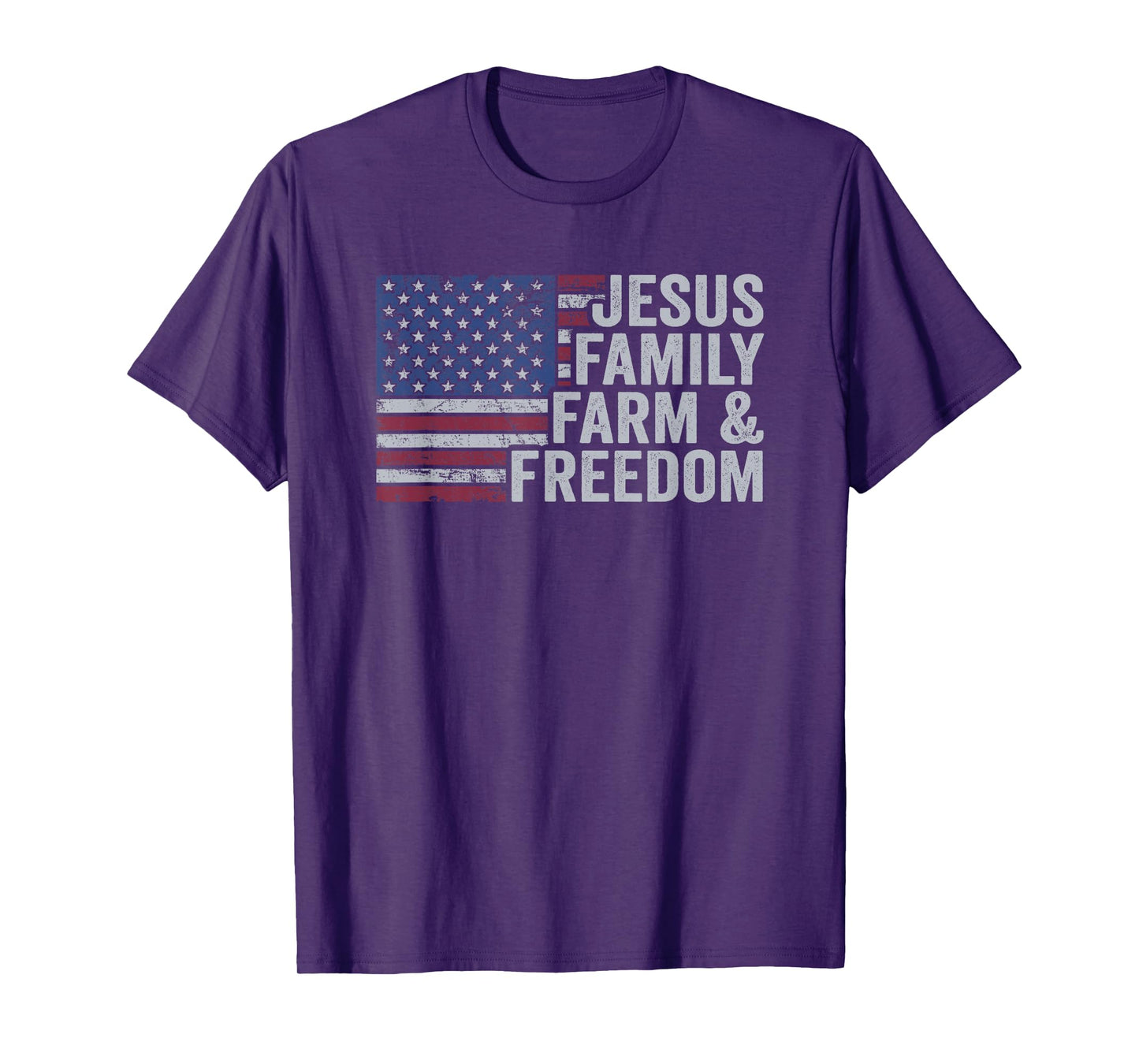 Jesus Family Farm & Freedom Patriotic Christian Farmer USA T-Shirt