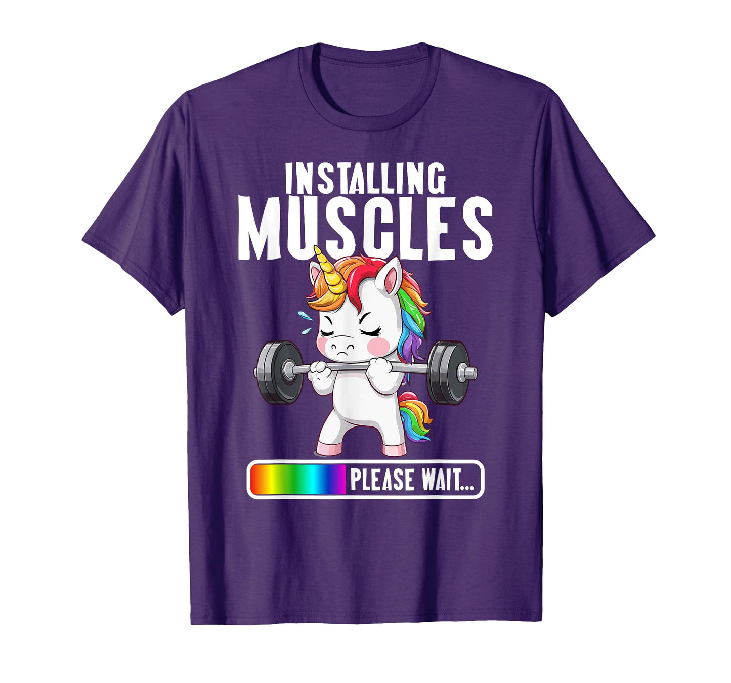 Women installing muscles unicorn Gym Workout Girl Fitness T-Shirt